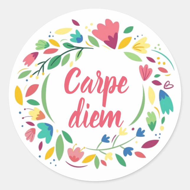 Adesivo Floral Wreath Carpe Diem Stickers (Frente)