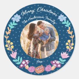 Adesivo Floral wreath cheshire cat marinho de Natal