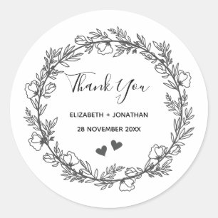 Adesivo Floral wreath e corações    costumam agradecer   