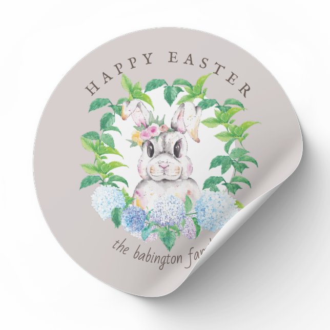 Adesivo Floral Wreath Easter Bunny Personalizado (Criador carregado)