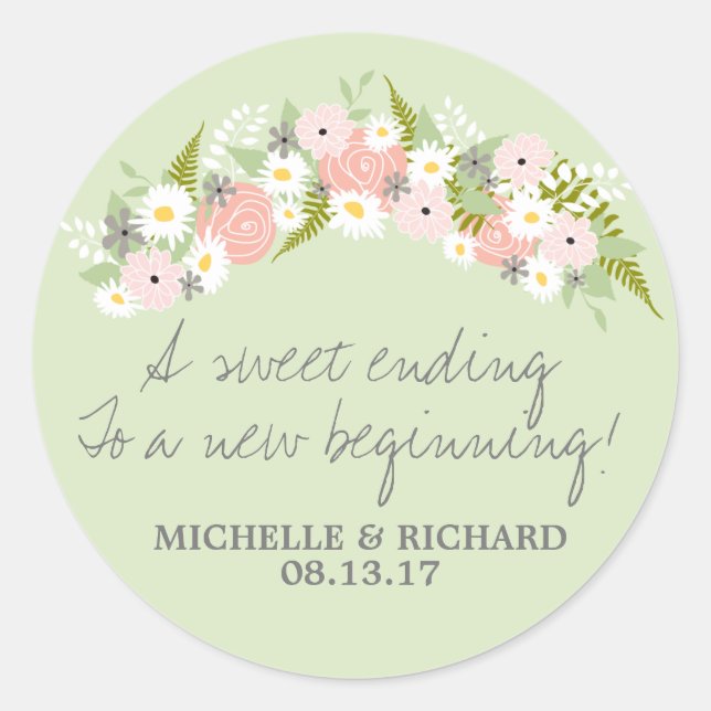 Adesivo Floral Wreath Light Green Wedding (Frente)