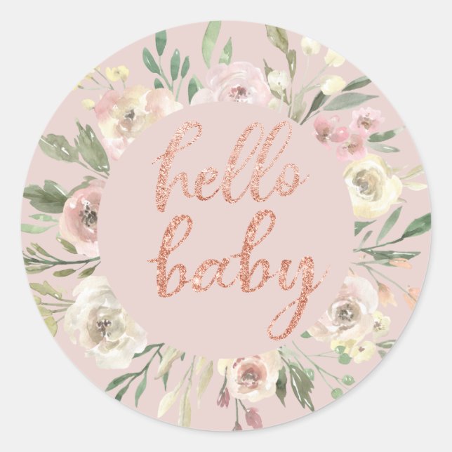 Adesivo Floral Wreath & Rosa Dourado Hello Baby Envelope S (Frente)