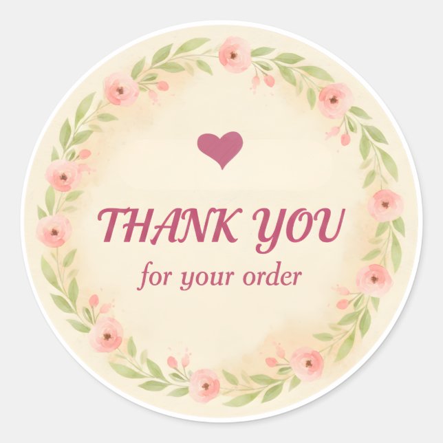 Adesivo Floral Wreath Thank You Business Sticker (Frente)