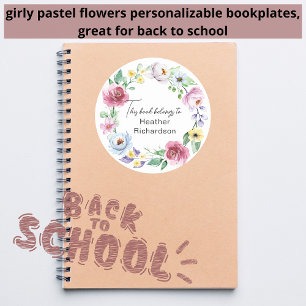 Adesivo Floral Wreath This Book Pertence A Livros