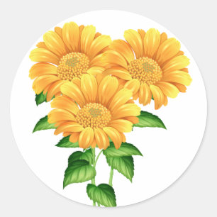 Adesivo Flores Amarelas de Girassol Favor de Casamento Flo