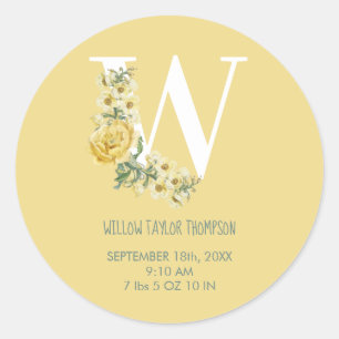 Adesivo Flores Amarelas Flores Iniciais De Nascimento Do B