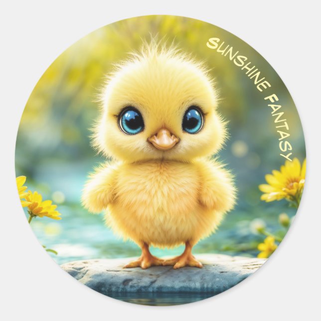 Adesivo Flores amarelas primavera de pássaro doce (Frente)