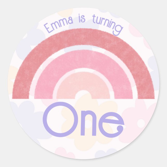 Adesivo Flores Arco-Íris Aniversário (Frente)