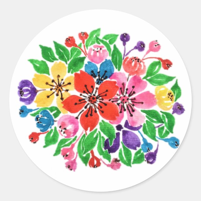Adesivo Flores arco-íris de aquarela (Frente)