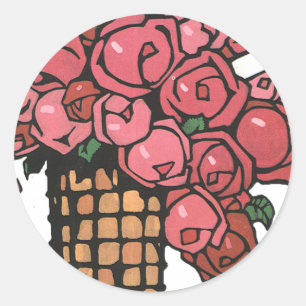 Adesivo Flores Art Déco Vintage, Rosas de Jardim Rosa