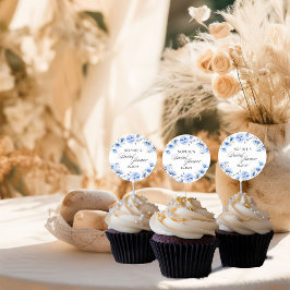 Adesivo Flores Azuis de Caligrafia Floral Chá de Noiva