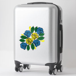 Adesivo Flores Azuis e Amarelas Folk Art Narrowboat