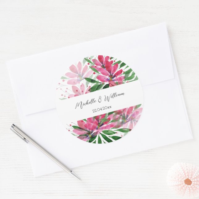 Adesivo Flores Bloom Original Art Watercolor Monogramas (Envelope)