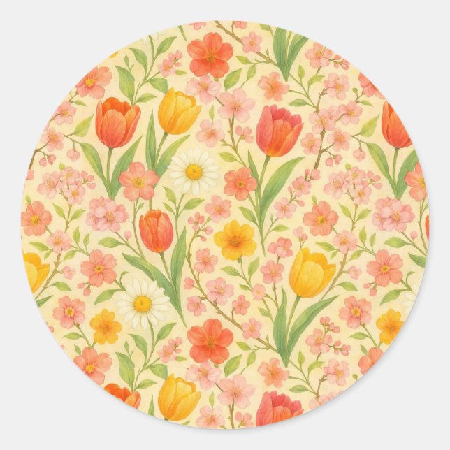 Adesivo Flores bonitas com padrão de Páscoa/primavera (Frente)