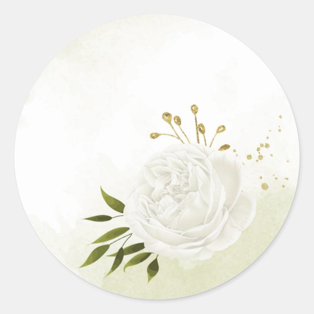 Adesivo Flores brancas boho folhas verdes botânicas (Frente)