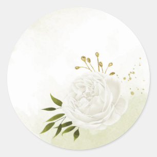Adesivo Flores brancas boho folhas verdes botânicas