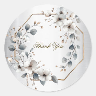 Adesivo Flores brancas de aquarela Ouro Frame Silver Teal