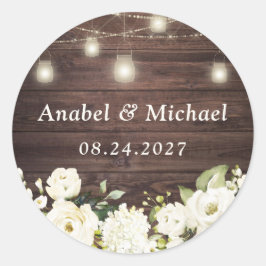 Adesivo Flores Brancas Rústicas De Madeira Mason Jar Stick