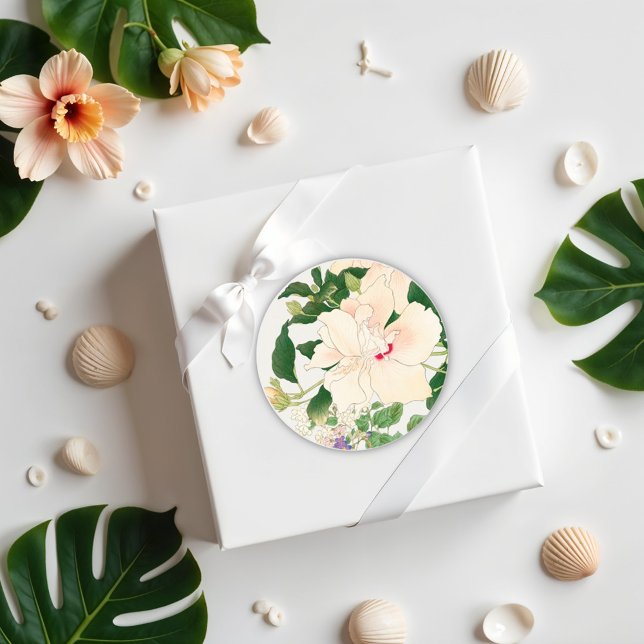 Adesivo Flores Browallia & Hibiscus - bloco de madeira jap (Criador carregado)