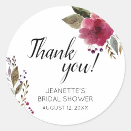 Adesivo Flores Burgundy Chá de panela Moderno Obrigado