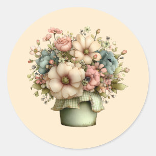 Adesivo Flores Caprichosas em um Vaso de Planta Cute