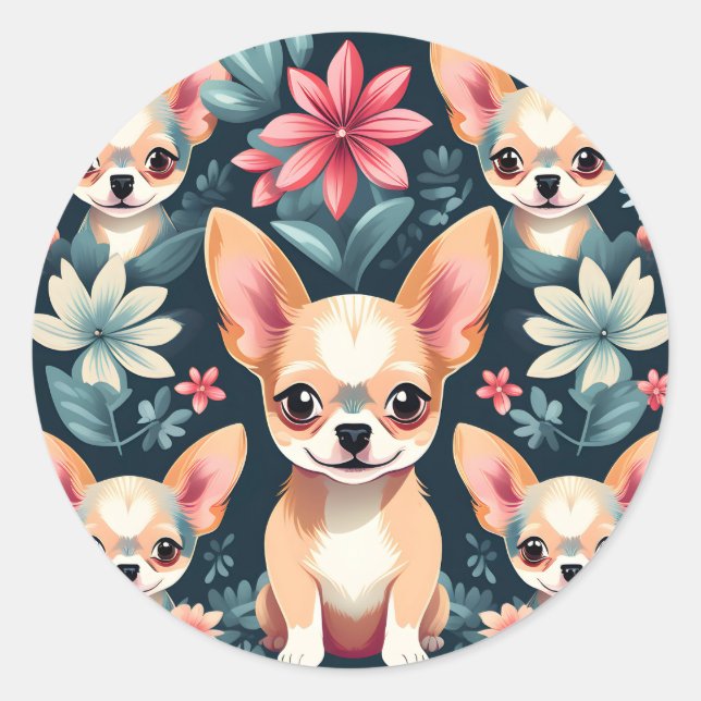 Adesivo Flores Chihuahua Pet (Frente)