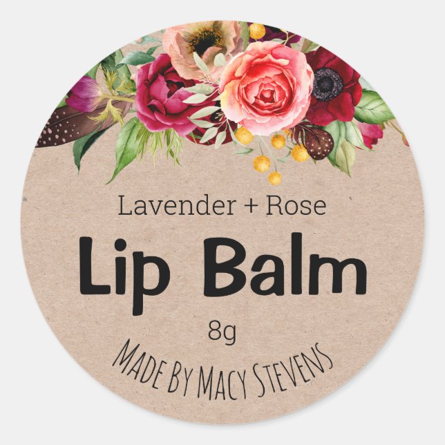 Adesivo Flores Coloridas E Kraft Potes De Balas De Lip (Frente)