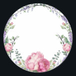 Adesivo Flores cor-de-água cor-de-rosa lavanda educalyptus<br><div class="desc">Um design elegante e vintage com eucalipto,  flores lavandas e cor-de-rosa pintados em cor d'água romântica.</div>