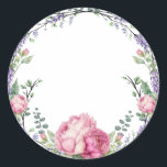 Adesivo Flores cor-de-água cor-de-rosa lavanda educalyptus<br><div class="desc">Um design elegante e vintage com eucalipto,  flores lavandas e cor-de-rosa pintados em cor d'água romântica.</div>