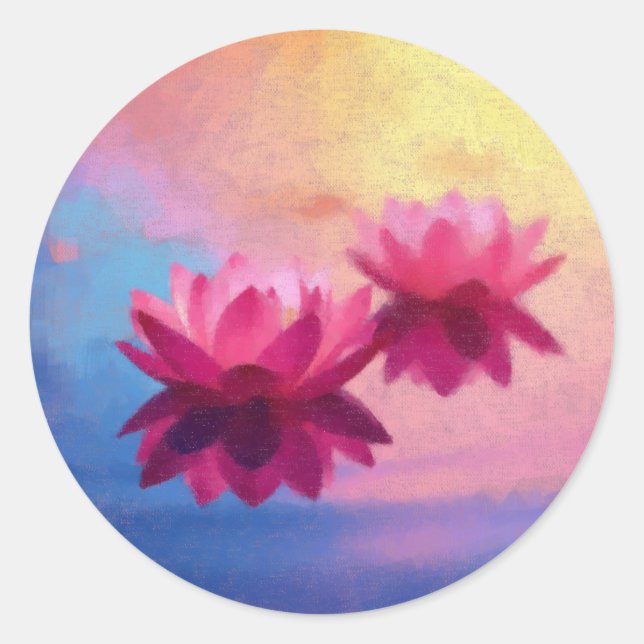 Adesivo Flores cor-de-rosa Abstrato Lotus (Frente)