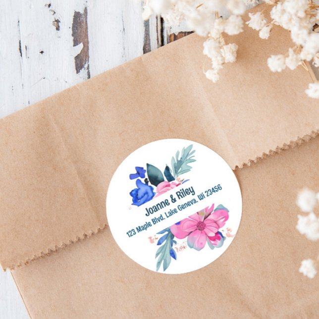 Adesivo Flores Cor-de-Rosa e Azuis Personalizadas (Criador carregado)