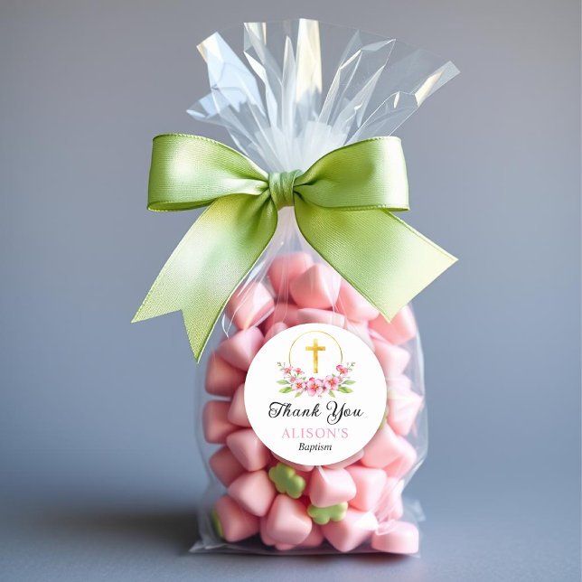 Adesivo Flores cor-de-rosa e batismo entre raparigas doura (Criador carregado)