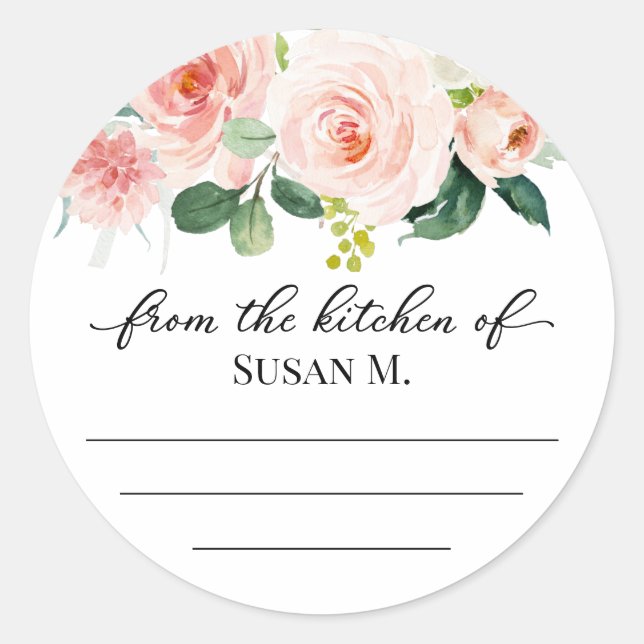 Adesivo Flores cor-de-rosa latas, compotas, conservantes r (Frente)