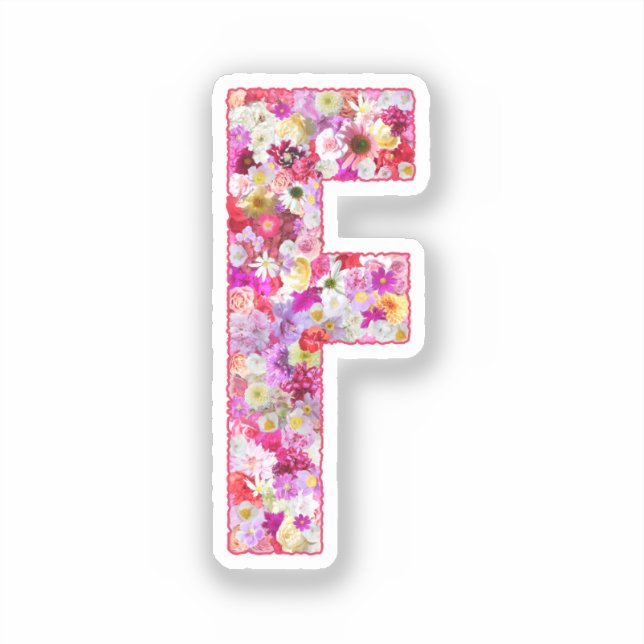 Adesivo Flores Cor-de-Rosa Monograma Botânico Letra F Para (Frente)