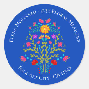 Adesivo Flores da Festa Mexicana Floral Azul Real Endereço