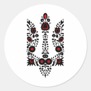 Adesivo Flores da Ucrânia Brasão Preto Vermelho Ucraniano 