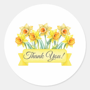 Adesivo Flores Daffodil com Banner Floral Obrigado