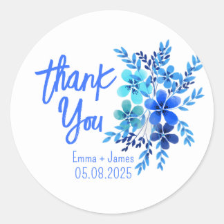 Adesivo Flores De Água Azul Obrigado Sticker