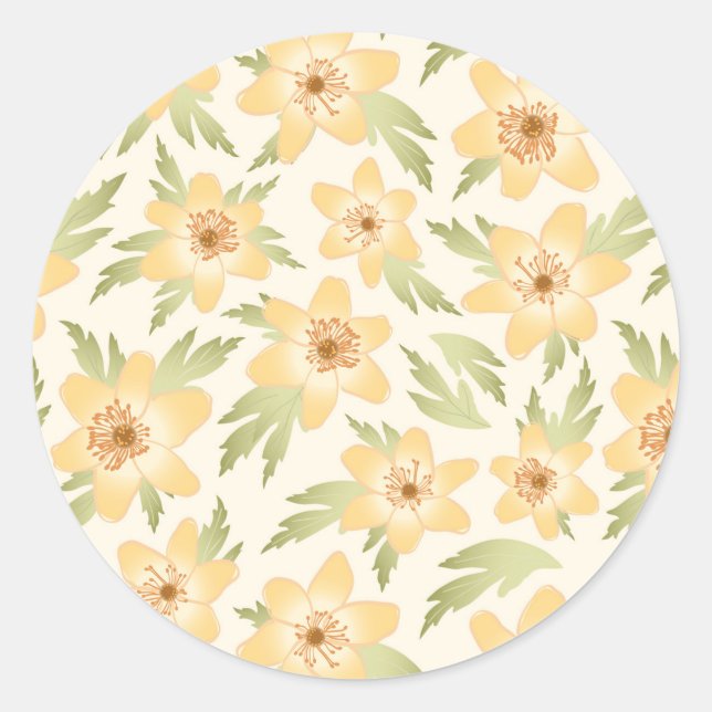 Adesivo Flores de Anêmonas Laranja Selvagens - padrão unif (Frente)