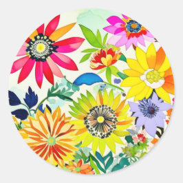 Adesivo Flores de Aquarela a Rosa e Amarelo