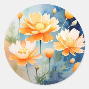 Adesivo Flores de Aquarela abstrato em Matizes Laranja