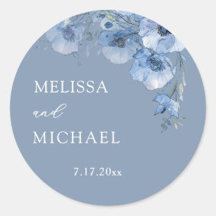 Adesivo Flores de Aquarela Azul Casamento