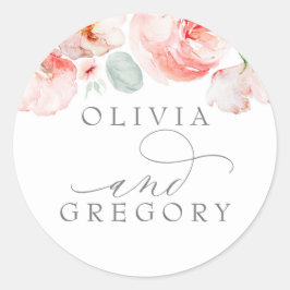 Adesivo Flores De Aquarela, Casamento De Cor-De-Rosa Suave