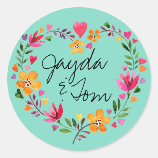 Adesivo Flores de Aquarela Coração | ALTERAR A COR