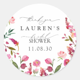 Adesivo Flores de Aquarela Rosa Chá de panela Obrigado