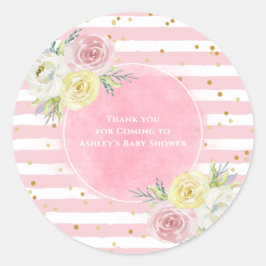 Adesivo Flores de Aquarela Rosa Personalizáveis Obrigado