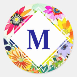 Adesivo Flores De Aquarelas Monograma