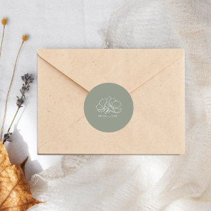 Adesivo Flores de Arte de Linha Casamento Verde Sage