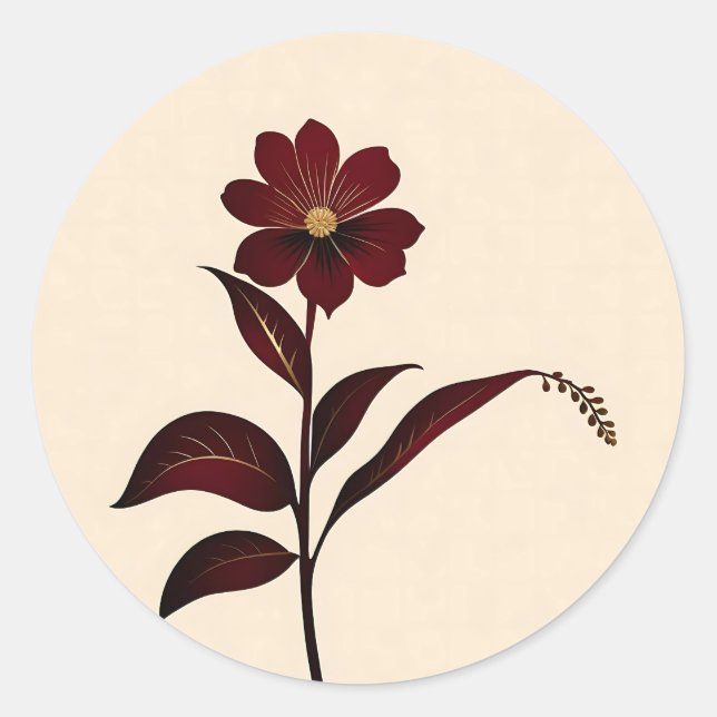 Adesivo Flores de Borgonha Botânica com Dourado (Frente)