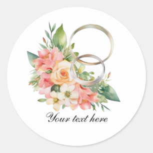 Adesivo Flores de casamento elegantes e anéis personalizáv